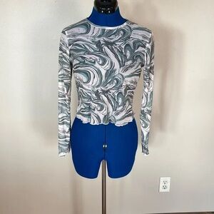 Marble Print Long Sleeve Top